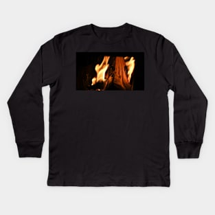 Burning Wood Kids Long Sleeve T-Shirt